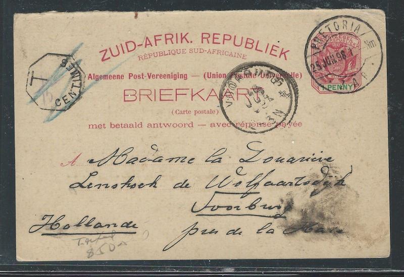 TRANSVAAL (P0512B) 1901 ERI 1D CENSOR COVER FROM STADERTON TO JOHANNESBURG