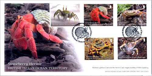 BIOT 2020 stamps. - Crustacean 5 stamps. First day cover