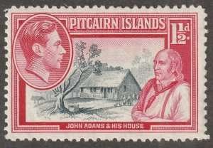 Pitcairn Islands, Scott#3,  mint, hinged, 1-1/2d, Jon Adams