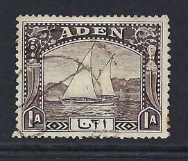 Aden Sc #3: Dhow issue, 1a 1937 Used. CV $2.25