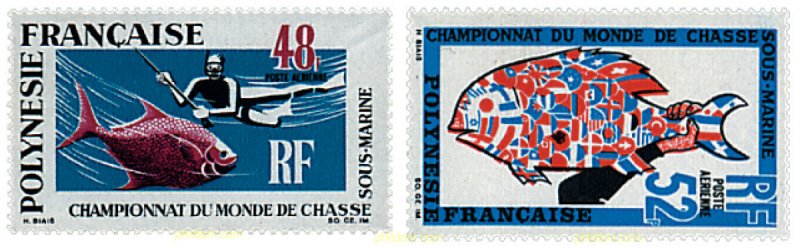 43505 MNH POLINESIA FRANCESA 1969 CAMPEONATO DEL MUNDO DE PESCA SUBMARINA