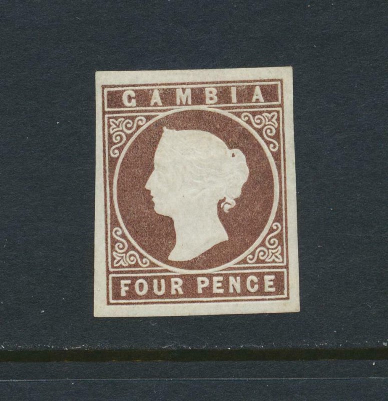 GAMBIA 1871, 4d PALE BROWN, VF MLH SG#2 CAT£500 (SEE BELOW)