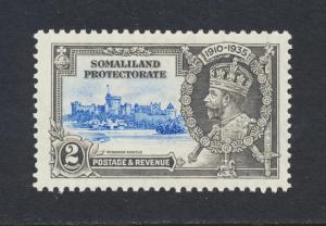 SOMALILAND PROT, 1935 SILVER JUBILEE, 2c KITE & VERTICAL LOG VAR VF LH SG#87k