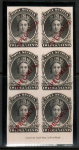 Nova Scotia #13TCii #13TCiii Very Fine Mint Proof Block Of Six With ABN Imprint