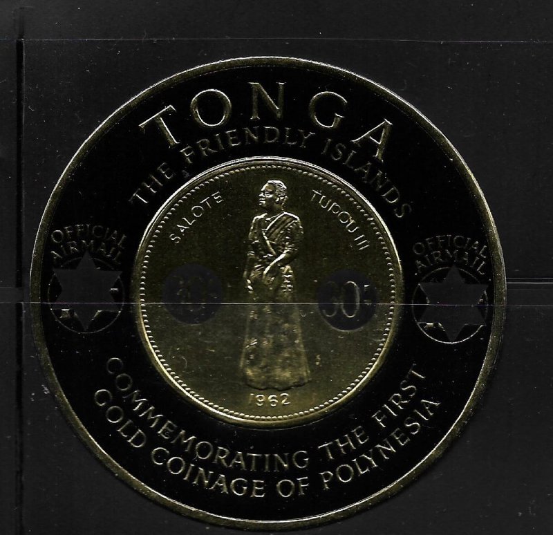 TONGA, C08, MNH,SELF ADHESIVE, GOLD COINAGE