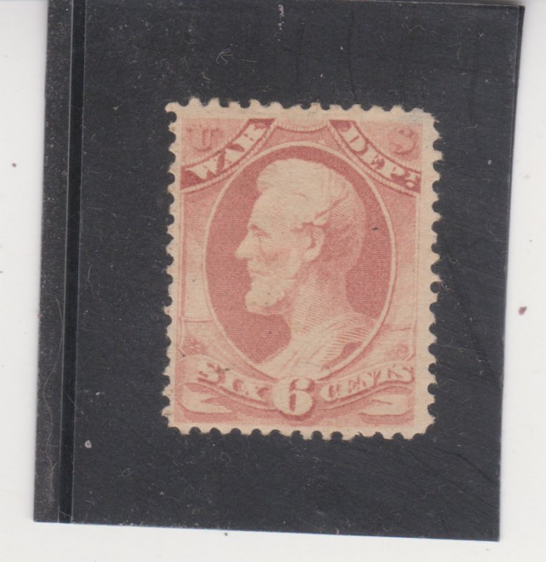 US Scott # O86 1879 6¢ War Department Official Mint LH corner thin Cat $675.