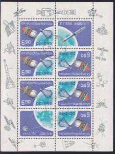 Poland 1977 Sc 2248a Flights Vostok Mercury Sputnik Explorer Stamp MS CTO NH