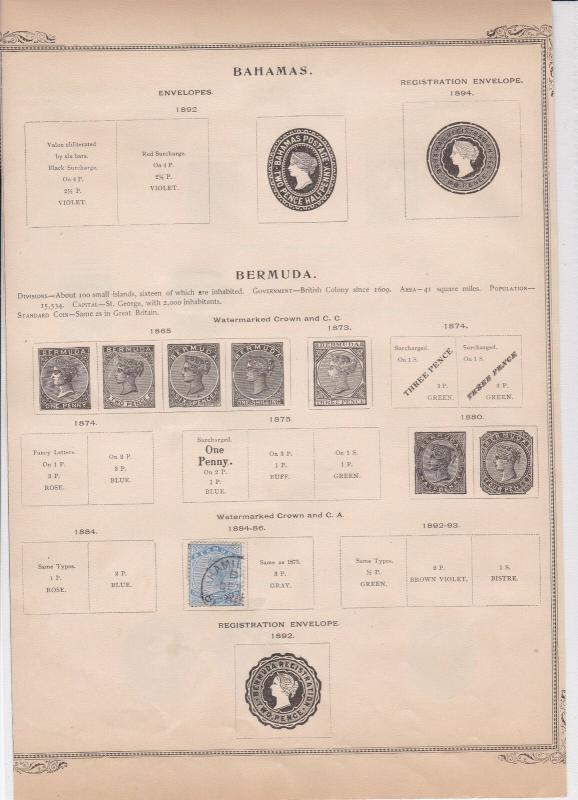 bahamas and bermuda stamps on album page ref r11369