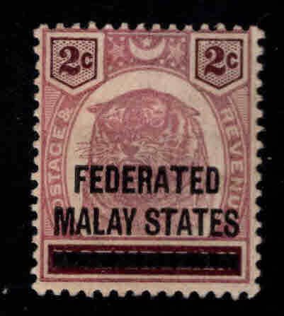 Federated Malay States Scott 2 MH* overprinted Tiger stamp