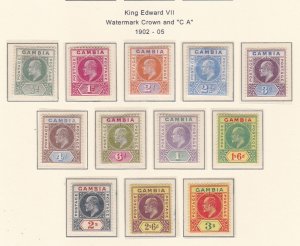 Gambia # 28-39, King Edward VII Definitives, Mint Hinged, 1/2 Cat.