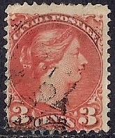 Canada #37A 3 cent 1870 Queen Victoria, Rose Stamp used F