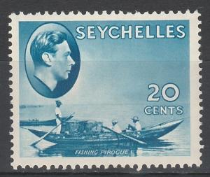 SEYCHELLES 1938 KGVI FISHING BOAT 20C