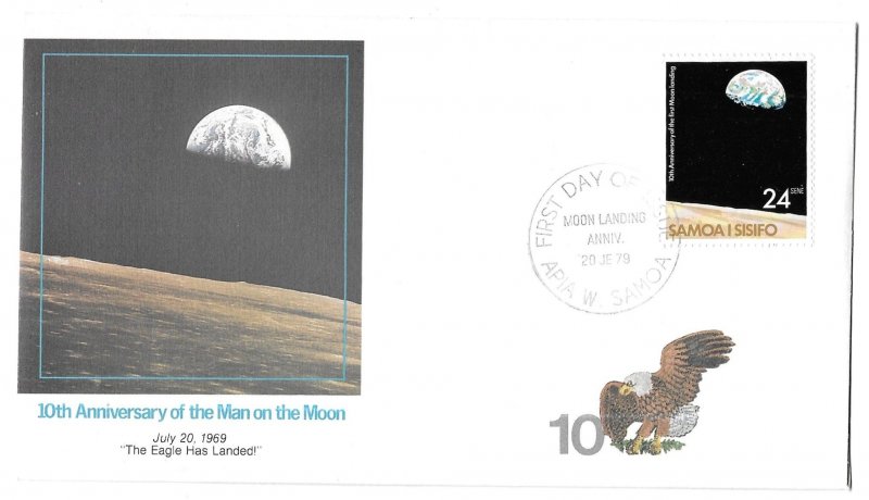 10th Anniversary of Man on the Moon, Samoa 1979 Scott 509 First Day Cover