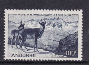 Andorra (Fr) Scott C1, 1950 Chamois, VF MNH. Scott $87