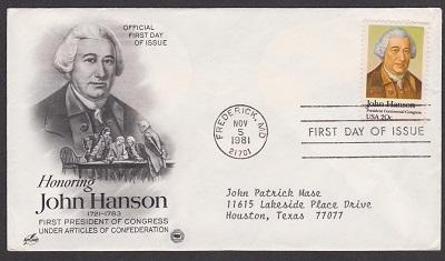 1941 John Hanson ArtCraft FDC with neatly typewritten address