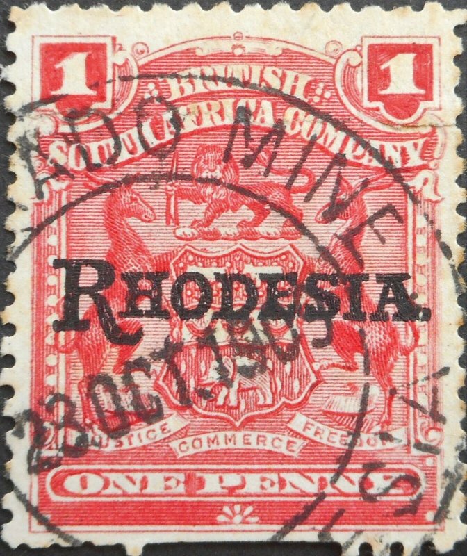 Rhodesia 1909 One Penny with ELDORADO MINE (DC) postmark