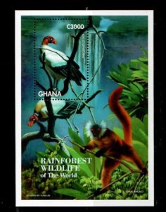 Ghana 1996 - Rainforest Animals Birds - Souvenir Stamp Sheet - Scott #1864 - MNH