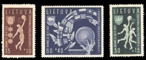 Lithuania #B52-54 Cat$25, 1939 Basketball, set of three, never hinged