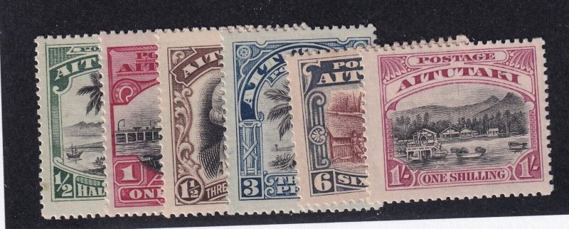 Aitutaki Scott # 28 - 33 Set VF OG mint lightly hinged cv $ 33 ! see pic ! 