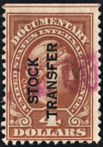 RD15 $4.00 Stock Transfer Stamp (1918) Used