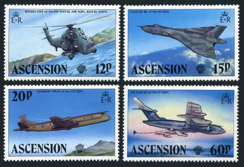 Ascension 332-335, MNH. Michel 341-344. Manned Flight-200, 1983. Military craft.