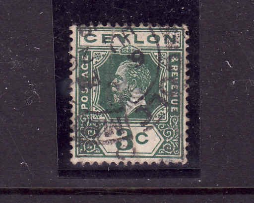 Ceylon-Scott#202-used KGV-3c dp grn-dated Ju 20 1918-