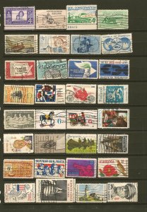 USA Collection of 32 Different 4C 5C and 6C Commemorative Used Off Paper Stamps