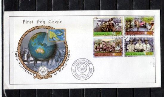 Papua New Guinea, Scott cat. 1254-1257. Scouting Centenary. First day cover. ^