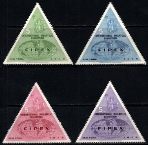 1956 US Poster Stamp FIPEX International Philatelic Exhibition Set/4 MNH