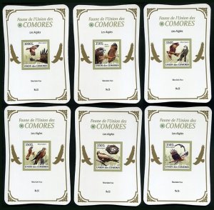 Ly473 2009 Comoros Eagles Birds Of Prey Fauna Gold ! Cardboard 6Bl Mnh