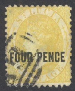St. Lucia Sc# 21 Used (b) 1883-1884 4p yellow Queen Victoria