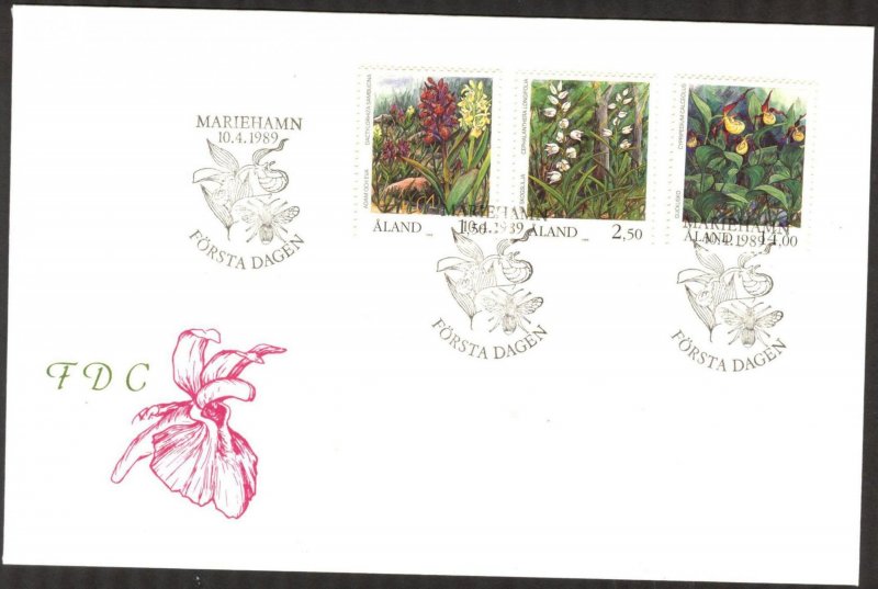 Aland Finland 1989 Flowers Orchids FDC