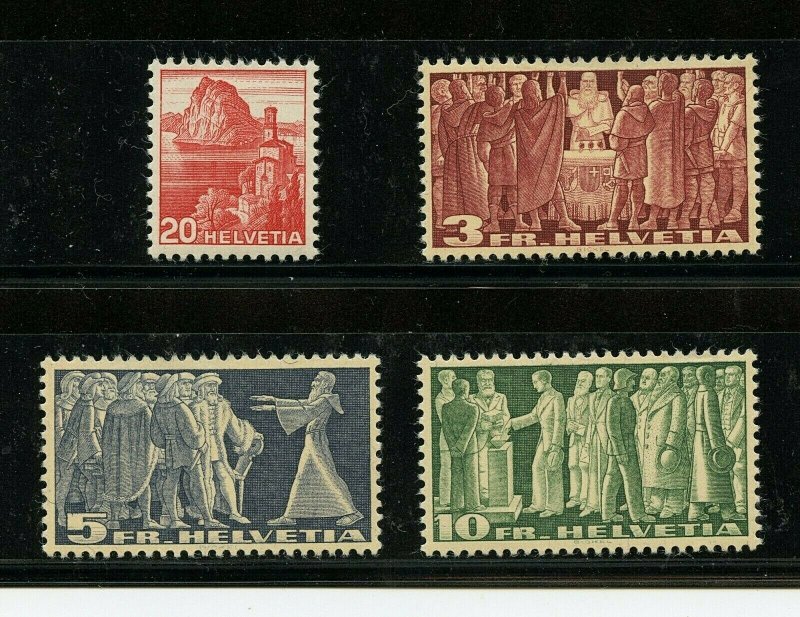 Switzerland #243-246 (SW734) Comp 1938 Lake, Pact, Voting, M,LH, VF, CV$82.50