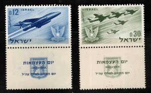 ISRAEL Scott 222-223 Jet Fighter set with tabs 1962 MH*