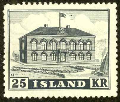 Iceland Sc# 273 MH 1952 25k Parliament Building