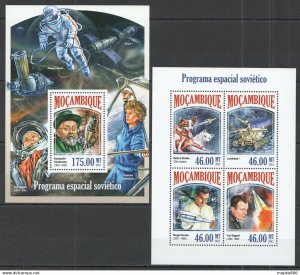 2013 Mozambique Soviet Space Program Gagarin Kb+Bl ** St2503