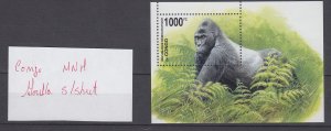 Z3966, 2002 Congo Democratic Republic MNH perf s/s gorilla, non scott