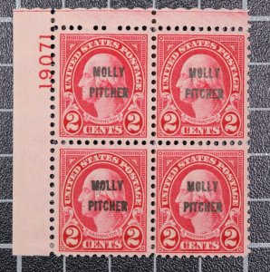Scott 646 - 2 Cents Molly Pitcher MNH Plate Block Of 4 UL #19071 - SCV - $52.50