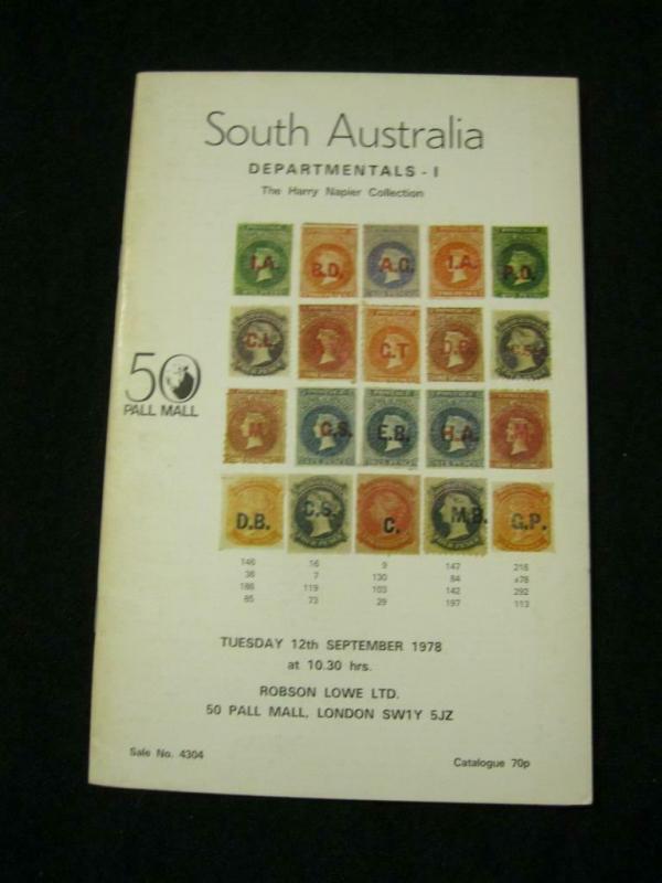 ROBSON LOWE AUCTION CATALOGUE 1978 AUSTRALIA DEPARTMENTALS I 'NAPIER' COLLECTION