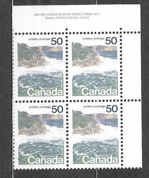 CANADA-1972,Sc#598 Pl:1, Type:1,MNH, BLOCK, U.R. LANDSCAPE DEFINITIVES-SEASHORE.
