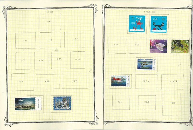 Iceland 2006-2009 Stamp Collection on 8 Scott Specialty Pages, JFZ