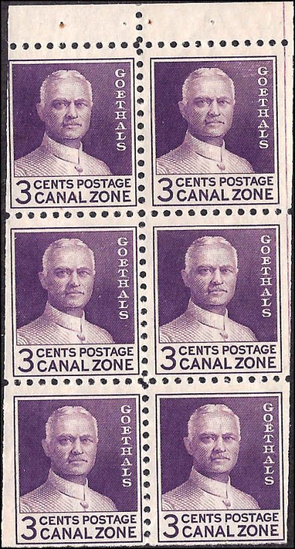 Canal Zone 117a Mint,OG,XLH... Booklet Pane... SCV $12.50... Miscut Error