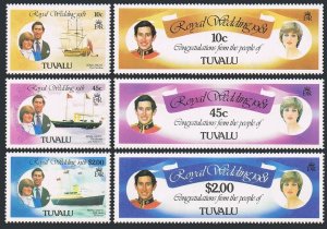 Tuvalu 157-162, MNH. Mi 145-150. Prince Charles, Lady Diana wedding 1981. Ships.