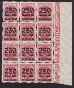 Germany #259 block of 12, F-VF Mint NH ** (see description)