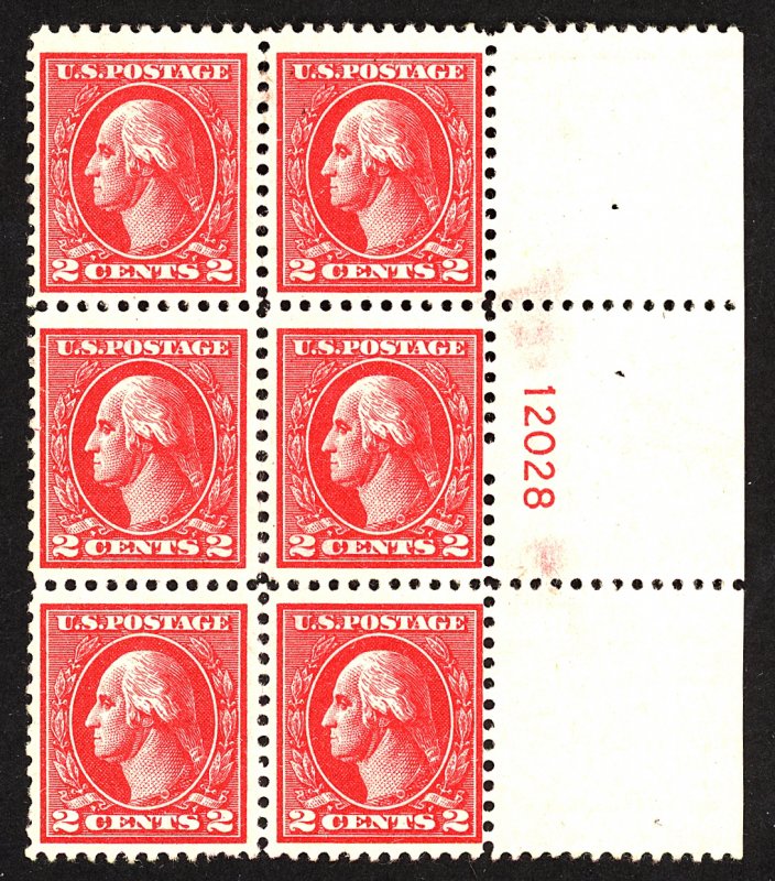 U.S. #528 MINT PL# BLOCK OG LH 