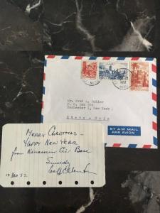 1952 CAsablanca Morocco Airmail COver to New York Usa Christmas Letter Enclosed