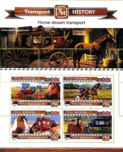 A8141 - MALDIVES -  ERROR MISPERF Stamp Sheet -2015 HORSE-DRAWN transport