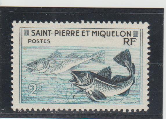 St. Pierre & Miquelon  Scott#  353  MH  (1957 Codfish)