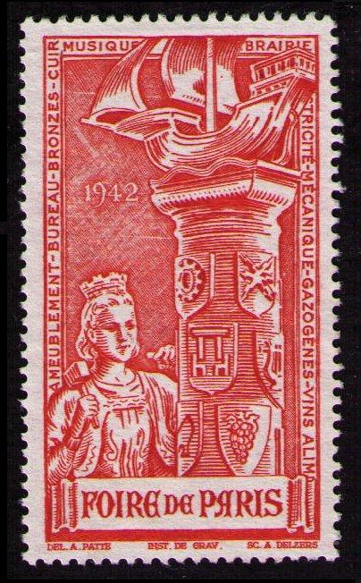 FRANCE 1942 FOIRE DE PARIS OLD VF MINT NO GUM POSTER STAMP CINDERELLA