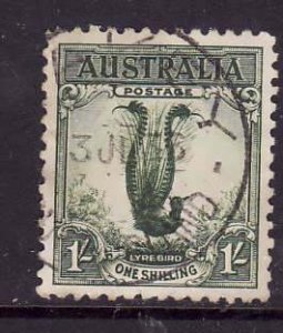 Australia-Sc#141-used 1sh dark green Lyrebird-dated 3 JL 1933-